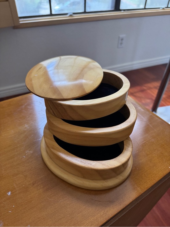 unknown Other - Vintage Stacked Wood Jewelry Organizer - Natural Light Wood
